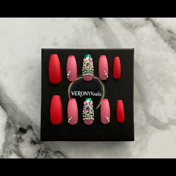 Handmade Pink set of press on nails. made to order - Picture 3 of 4